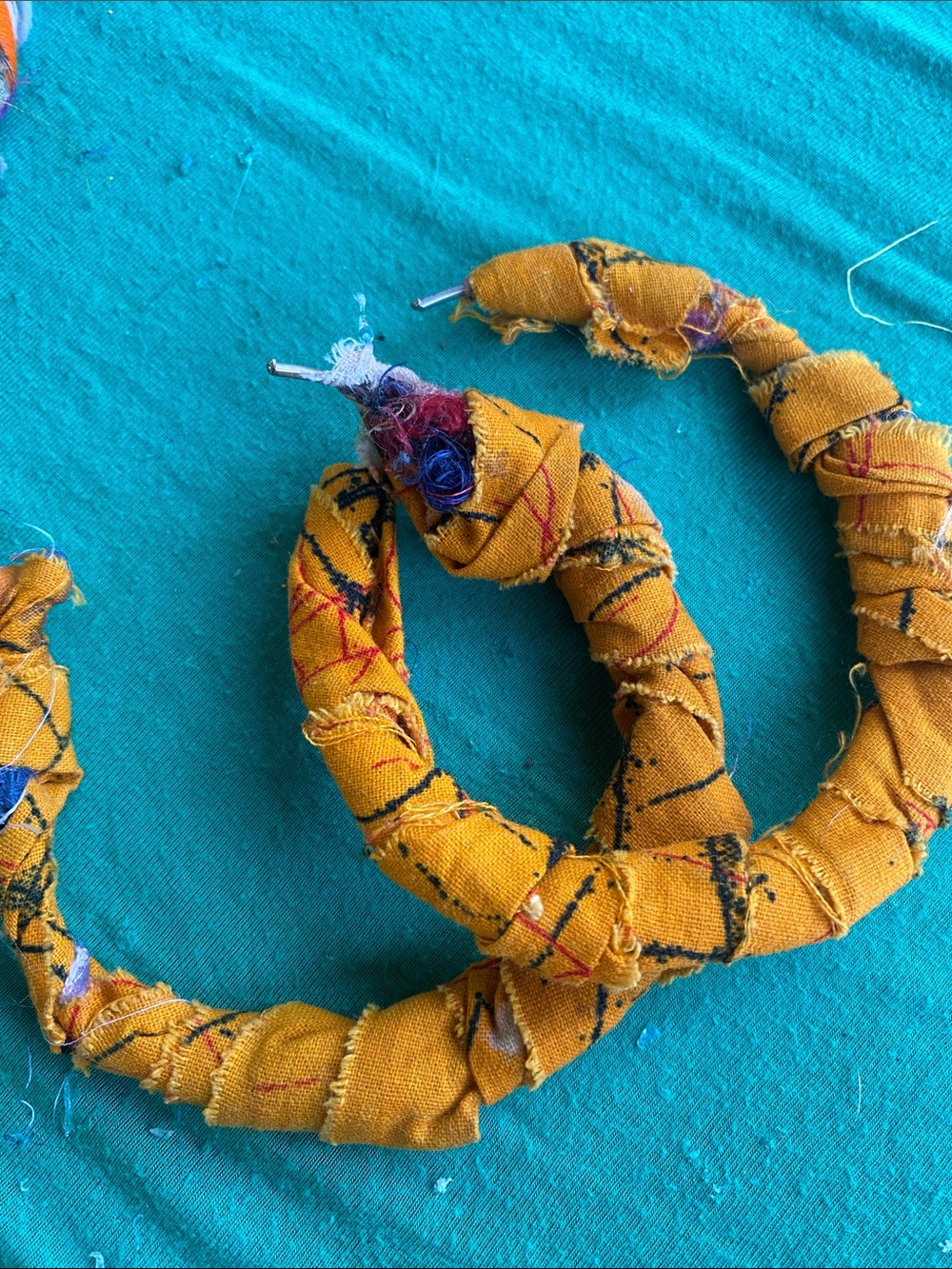 Boho Wrapped Hoop Earrings in Mustard Yellow